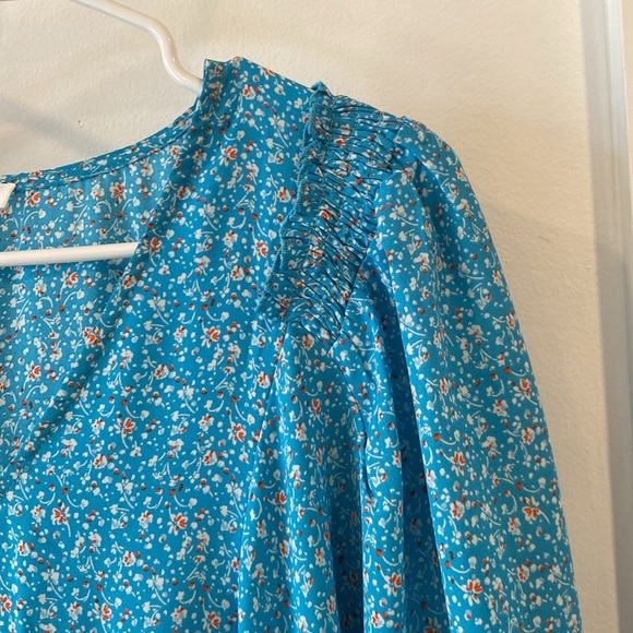 MITTOSHOP bright blue tunic v-neck blouse - Picture 11 of 11